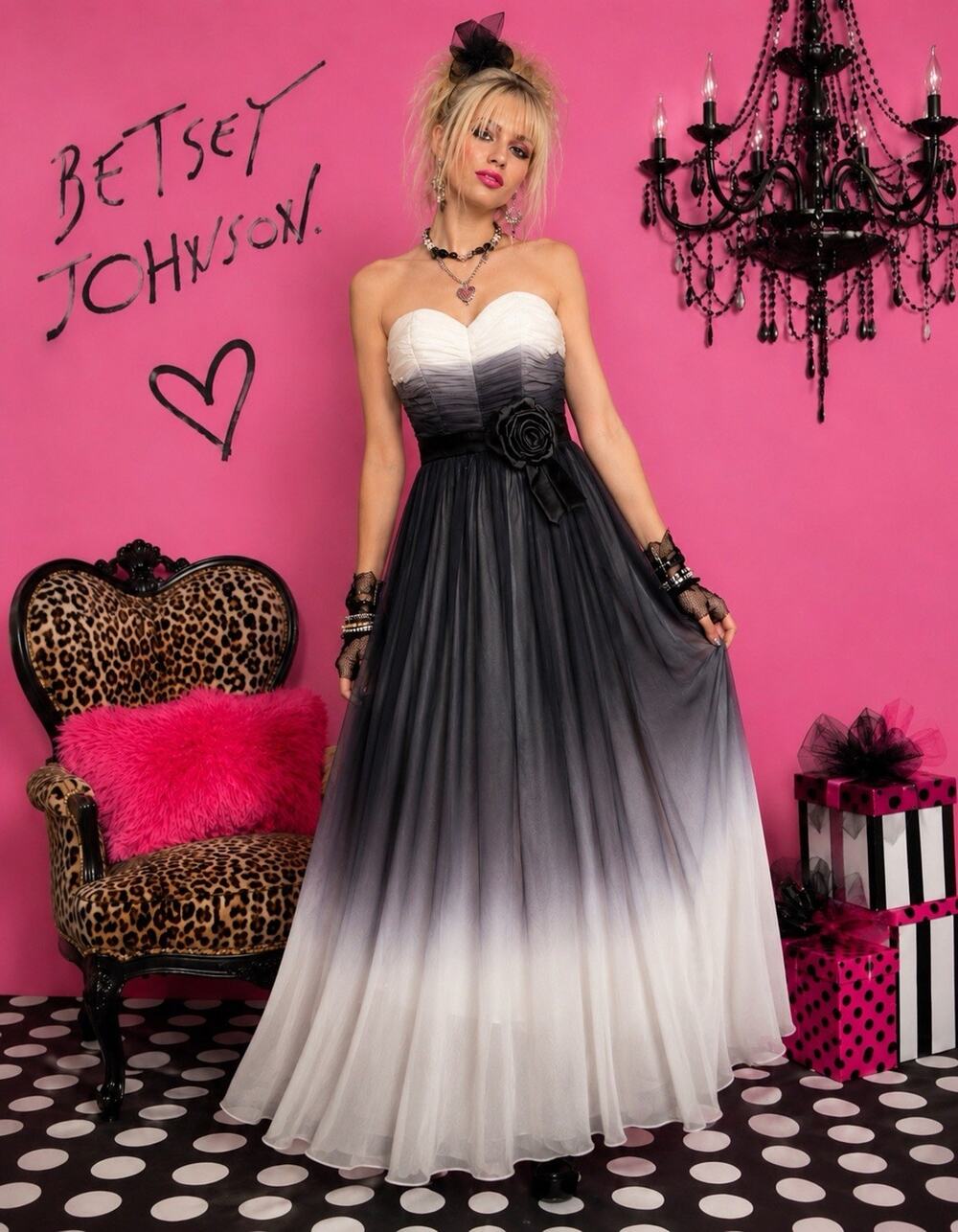 BETSEY JOHNSON 100% Silk Ombré Long Gown Dress ASO As Seen On GLEE Sz 4 NWT $495